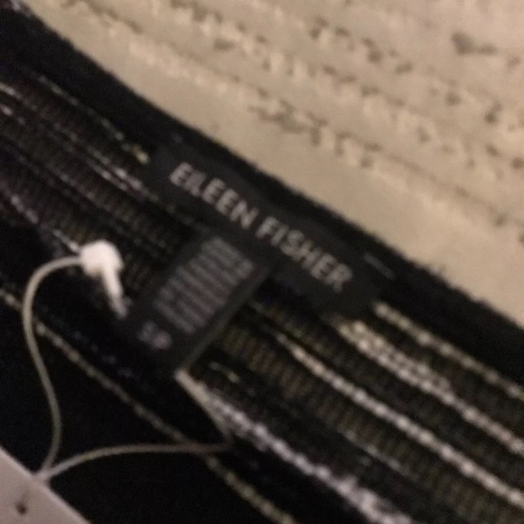 EILEEN FISHER BLACK ILLUSION ORGANIC LINEN MESH BATEAU NECK TOP Sz  S/P $218 NWT - Picture 8 of 9